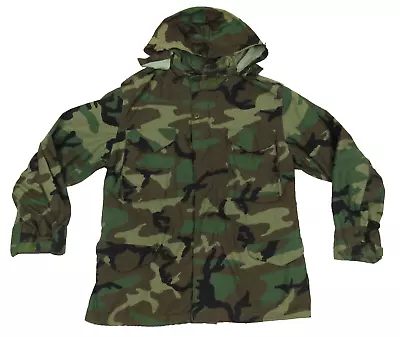 US Army Military ECWCS Cold Weather Woodland Camouflage Hooded Parka Jacket M • $94.99