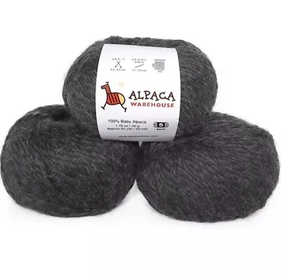 100% Baby Alpaca Yarn Wool Set Of 3 Skeins Bulky - 3 Skeins Charcoal Gray  • $24.99