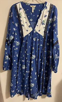 Matilda Jane Womens Blue Floral Knee Length Long Sleeved Vneck Dress! A1847 • $24.99