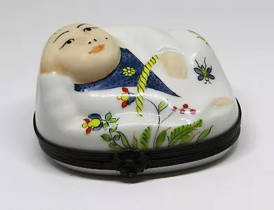 Limoges France Box - Reclining Buddha - Flowers & Butterfly & Asian Man -  Mc  • £154.26