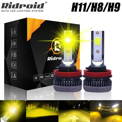 Mini H11 H8 H9 3000K Golden Yellow LED Headlight Bulbs High Low Beam Fog Light • $10.99