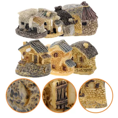  8 Pcs Resin Small House Garden Village Mini Fairy Cottage Miniature Accessories • £11.89
