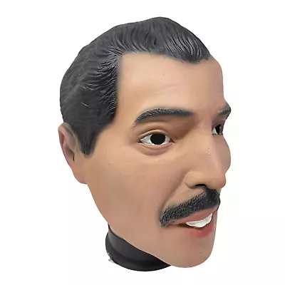 Freddie Mercury Mask Latex Wembley Famous Rock Star Freddy Costume Accessory • £18.97