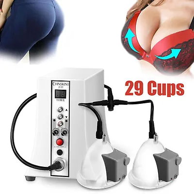 $70.31 • Buy 29 Cups Vacuum Therapy Breast Enlargement Butt Lift Body Massage Beauty Machine