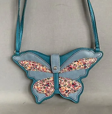 Blue Butterfly Handbag Pu Leather Mantaray • £27.35