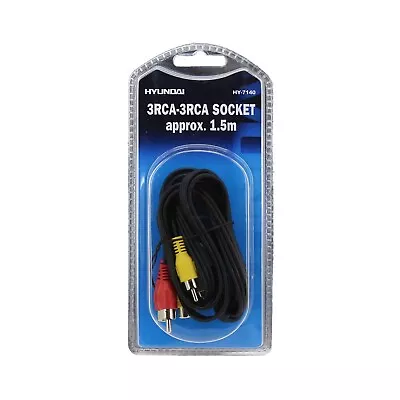 1.5m 3 RCA Male To Plug Cable/Lead Phono Audio & Video Composite AV TV/DVD Wire • £2.30