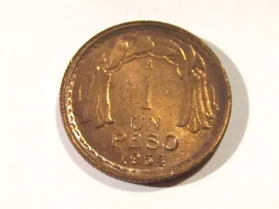 Chile 1954-So 1 Un Peso Unc Copper Coin • $9.99