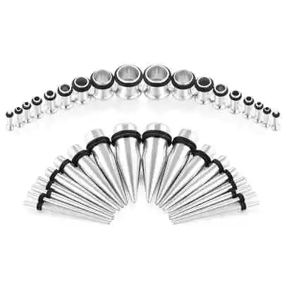 Pair Stainless Steel Tapers And Screw Tunnels Ear Stretching Kit Gauges Set Lot • £5.51
