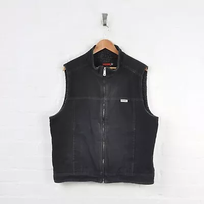 £60 • Buy Vintage Wolverine Workwear Vest Gilet Sherpa Lined Black Large