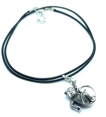 Brighton Monkey Zoo Detailed Hanging Charm & Non-brand Black Cord Necklace 18 In • $9.95