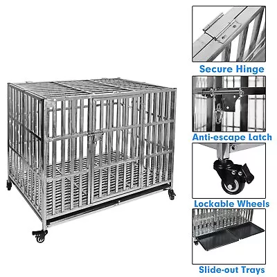 Confote 37  Stackable Dog Kennel Stainless Steel Pet Cage Crate For Medium Dog • $159.99