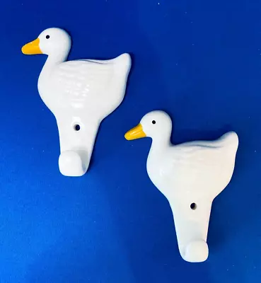 Vintage White Ceramic  Duck Wall Hanging Hook Farm Farmhouse • $25