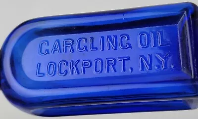 Atq Cobalt Blue G.W. Merchant Lockport NY Gargling Oil Bottle • $127.90