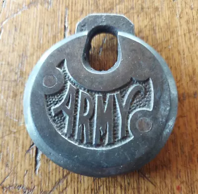  Us Army  Cast Iron Pancake Padlock Old Antique Lock  • $24