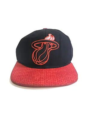Rare NBA Adidas Miami Heat Hat Logo SnapBack Basketball Neon Red/Pink Black • $15.39
