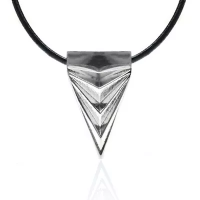 Mens Womens Stainless Steel Arrowhead Dagger Pendant Black Leather Necklace • $24.99