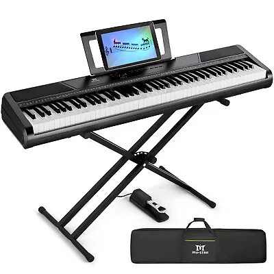 $249.99 • Buy 88 Key Full Size Semi-Weighted Digital Piano Electronic Keyboard Stand+Pedal+Bag