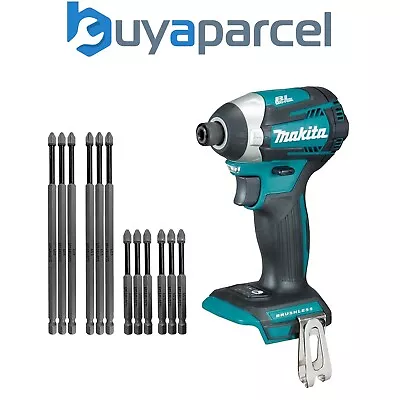 Makita 18v LXT Lithium Brushless Cordless Impact Driver + 12 Piece Long Bit Set  • £155.99