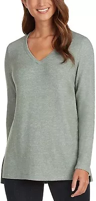 NWT Matty M Women V-Neck Long Sleeve Tunic Top Size 2X Heather Sage $65 1B050 • $21.24