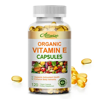 Organic Vitamin E Capsules Supplement For Hair Skin Nail Face Eye Health Vegan • $13.72