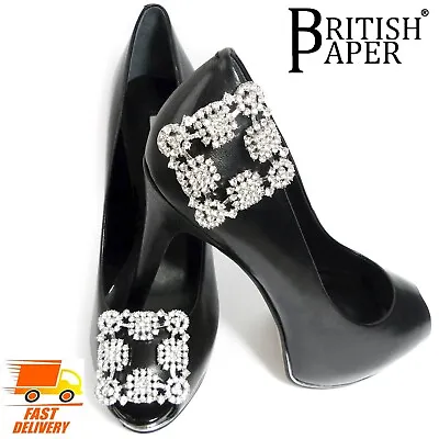 £6.59 • Buy New Diamante Rhinestone Crystal Decorative Pearl Gold Shoe Clips Bow Pair Buckle