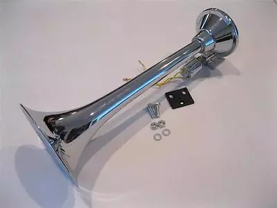 Chrome Metal 150 DB Single Trumpet LOUD MEGA Train Air Horn Kit 12 Volt 17  Long • $22.97