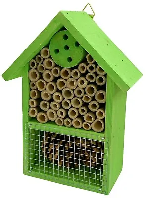 Wooden Insect Hotel - Bee House Wood Roof Attract Insects & Bees To Garden Green • £11.99