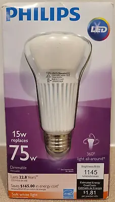 Philips451898 75W Equivalent 15W A21 Soft White LED Light Bulb Dimmable 1145 Lum • $20.69