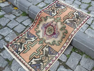 Vintage Turkish Area Rug Small Carpet 2.9 X 1.6 Feet Home Decor Floor Rug • $112