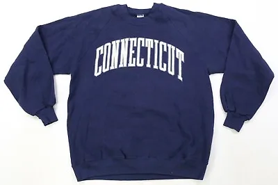 Rare VTG RUSSELL University Of Connecticut Huskies UConn Sweatshirt 90s Navy XL • $24.99