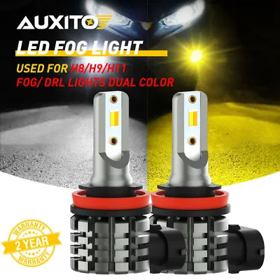 H11 H8 White Yellow LED Fog Light Bulbs Dual Color Switchback Bright DRL AUXITO • $22.79