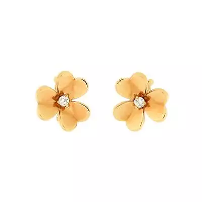 Van Cleef & Arpels Frivole Stud Earrings 18K Yellow Gold With Diamonds Small - • $5300