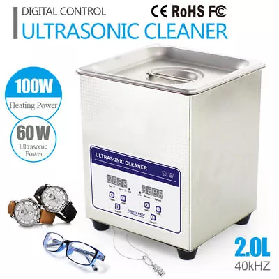 2L Digital Industry Ultrasonic Cleaner Heater Timer Stainless Jewel Clean Tank • $239.10