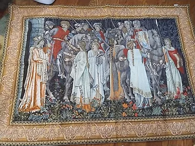 Knights Departure Medieval Knight Belgian Tapestry  • $375