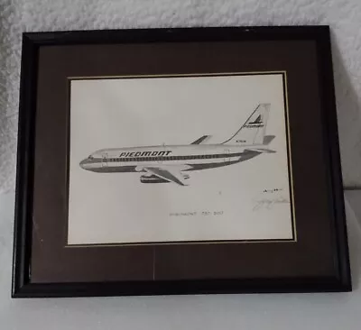 Signed Framed Piedmont Airlines 737-200 Airplane Jerry Miller Art Print Vtg • $59.99