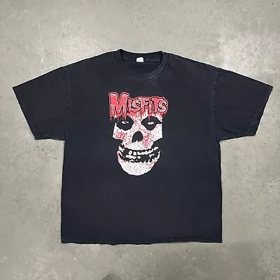 Vintage Y2K Misfits Graphic Skull Band Tee T Shirt Black XL • $89.99