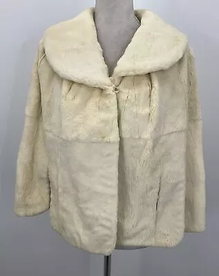 Vintage The Palace Cream Genuine Fur Single Hook-and-Eye Cape Size S • $10.99