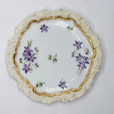 Antique T&V LIMOGES France VIOLETS Pattern Embossed Border Design 7” Plate • $25.89