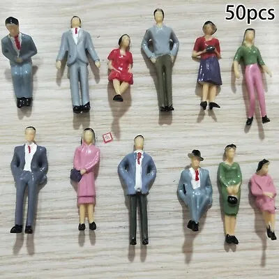 50X Scale 1 : 72 Model Railway Painted Train Street Figures People Gauge Layout • £16.12