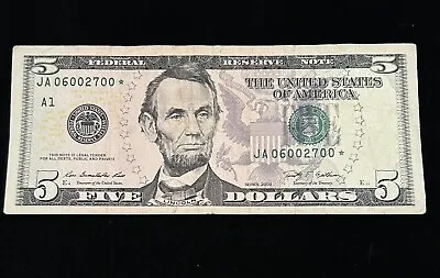 Star Note 5 Dollar Bill 2009 With Very Cool Serial Number • $11