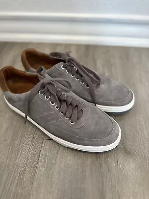 Peter Millar Vantage Suede Sneakers Mens Size 8.5 Gray Casual Shoes Gray Tan • $35