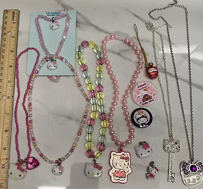 SANRIO HELLO KITTY JEWELRY LOT VTG NECKLACES BRACELTS CHARMS PINS ETC BUNDLE Fun • $34.99