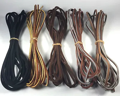 $8.95 • Buy 1 Pair (2 Laces) 1/8 X 72 Inch Rawhide Leather Boots Boat Shoes Lace