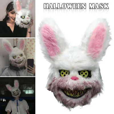 2023 Bunny Rabbit Bloody Creepy Scary Mask Halloween Horror Killer Fancy Dress • £5.89