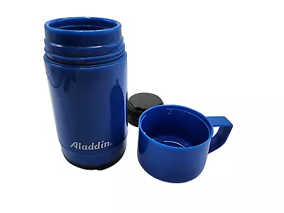 Vintage Aladdin Thermos Blue Half Pint Size With Handle & Cup Lid Retro Mug • $20.23