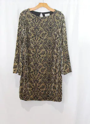 NWT ECI Womens Gold Black Velvet Burnout Party Dress M • $19.99