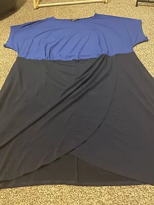 JD WILLIAMS   Tunic Dress    ROYAL BLUE + NAVY    Colour Block    UK 32 • £0.99