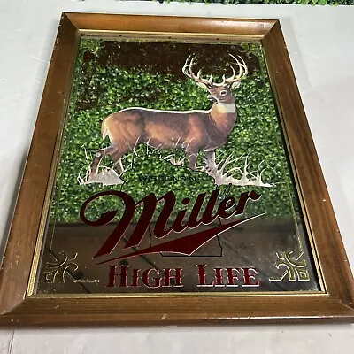 Wisconsin Miller High Life Beer Mirror Buck W/Hunter By Tree (Read) • $55