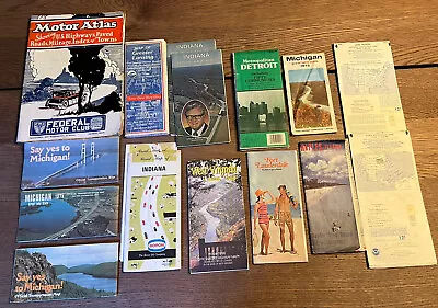Vintage Paper Road Maps U.S. Lake Huron Michigan Indiana Florida Ephemera • $24.95