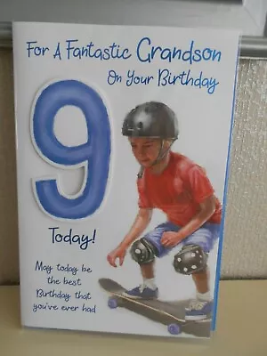 £3.99 • Buy For A Fantastic Grandson On Your Birthday 9 Happy 9th Birthday Skate Boarding 
